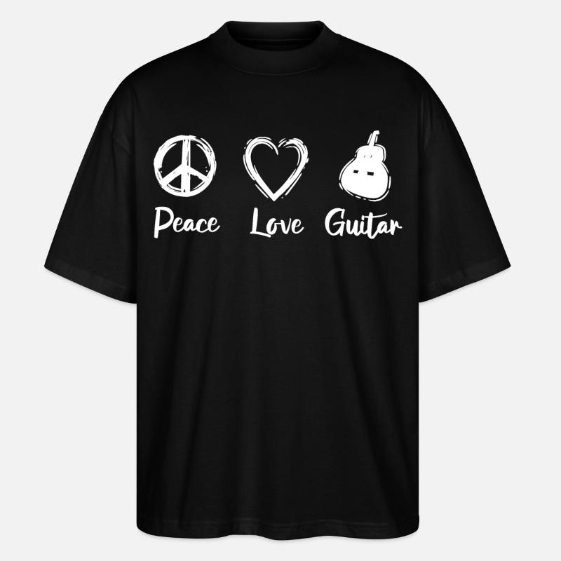 Peace Love Guitar - Stanley/Stella Oversized Unisex Bio T-Shirt Blaster 2.0 - Schwarz