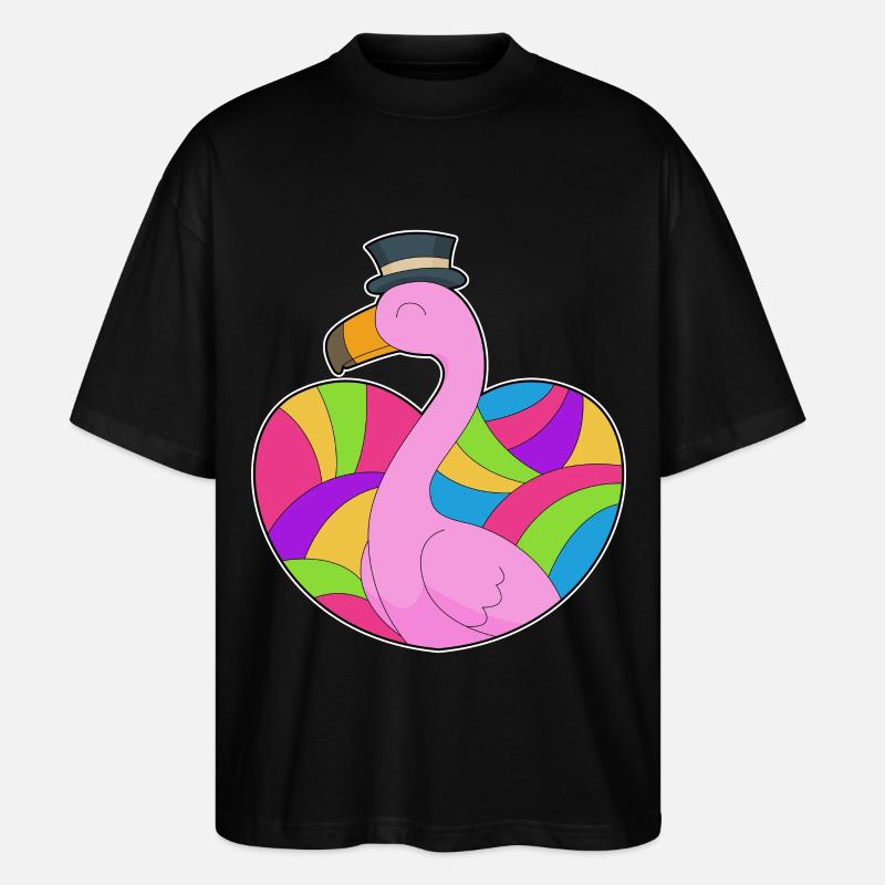 Flamingo Herz - Stanley/Stella Oversized Unisex Bio T-Shirt Blaster 2.0 - Schwarz