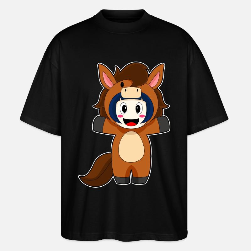Pferd Mädchen Kostüm - Stanley/Stella Oversized Unisex Bio T-Shirt Blaster 2.0 - Schwarz