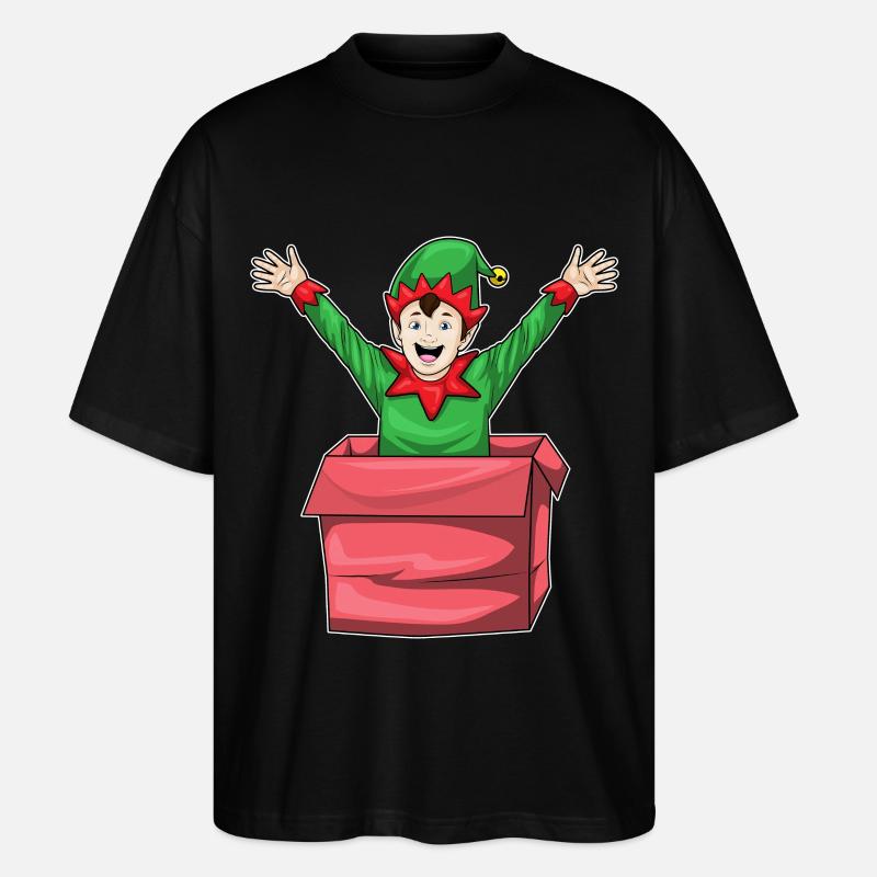 Elf Weihnachten Karton - Stanley/Stella Oversized Unisex Bio T-Shirt Blaster 2.0 - Schwarz