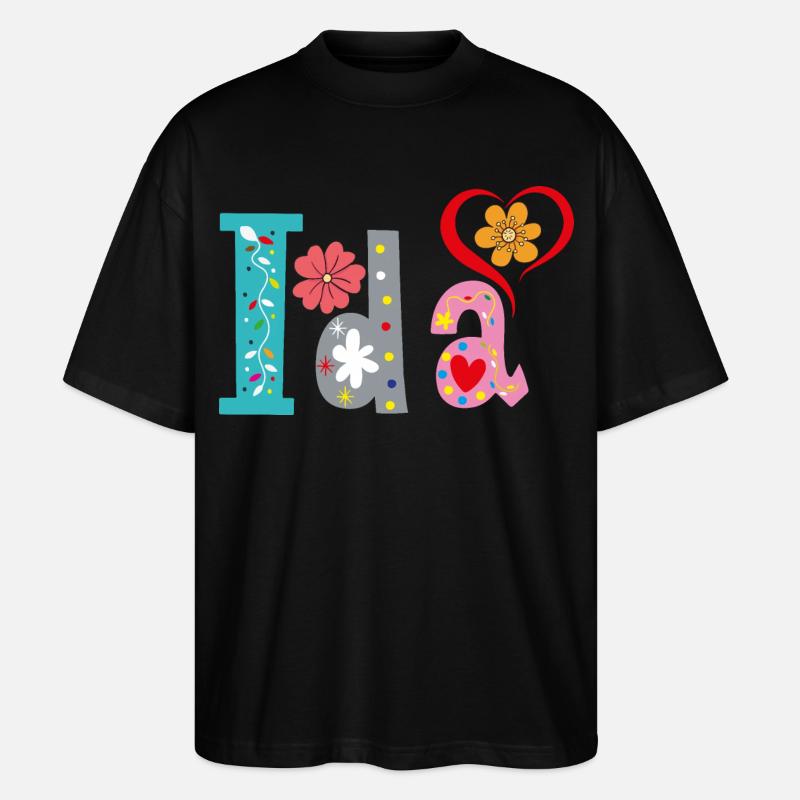 Personalisierter Ida-Name - Stanley/Stella Oversized Unisex Bio T-Shirt Blaster 2.0 - Schwarz