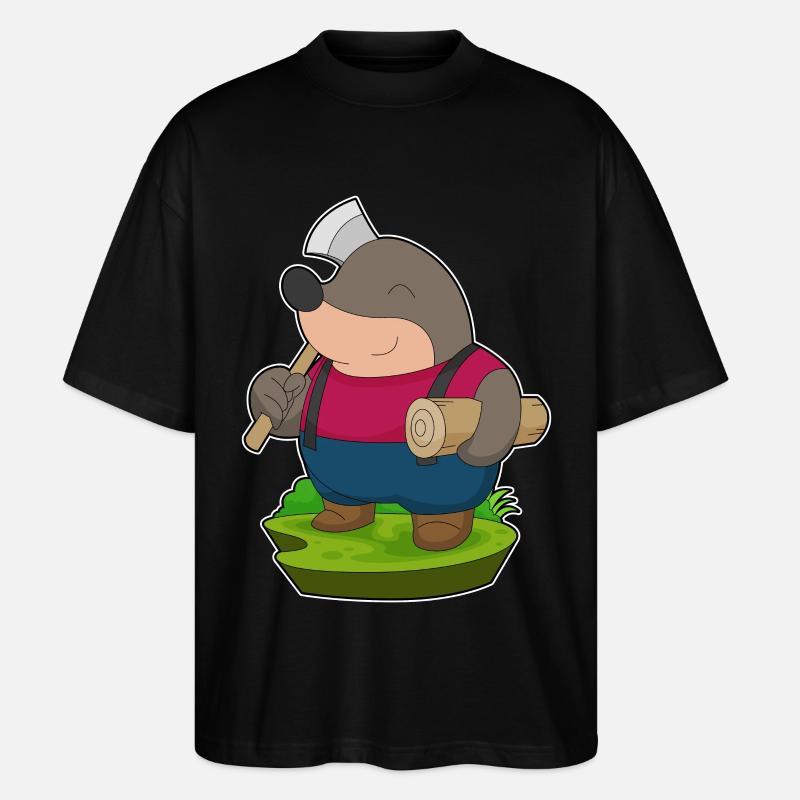 Mole Lumberjack Axe Forest - Stanley/Stella Oversized Unisex Organic T-shirt Blaster 2.0 - black