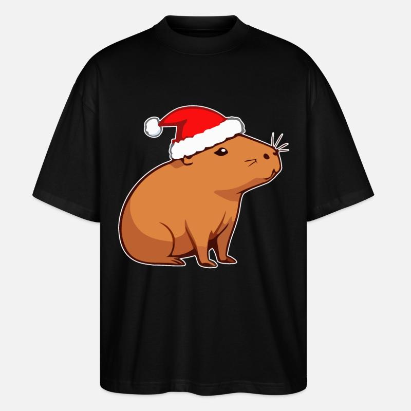 Capybara Weihnachten - Stanley/Stella Oversized Unisex Bio T-Shirt Blaster 2.0 - Schwarz