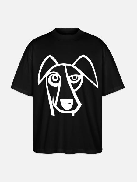Funny White Dog - Stanley/Stella Oversized Unisex Organic T-shirt Blaster 2.0 - black