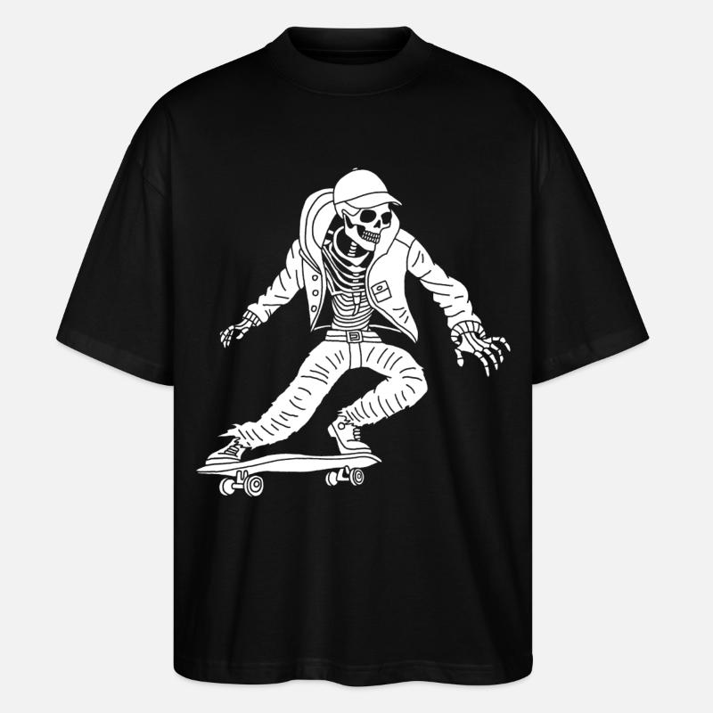 Weißes Skelett auf Skateboard - Stanley/Stella Oversized Unisex Bio T-Shirt Blaster 2.0 - Schwarz