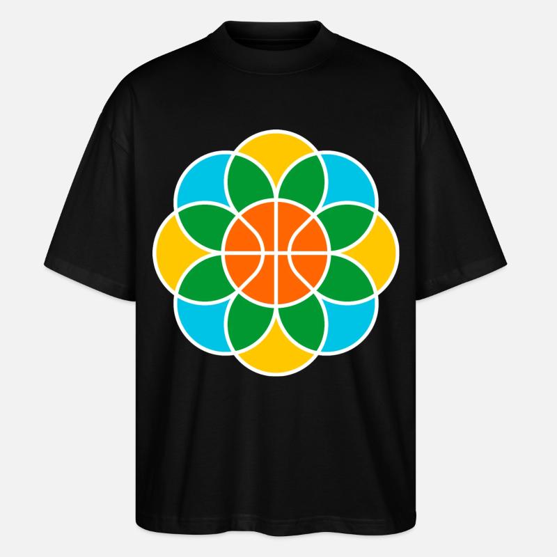 Fleur de Mandala de basket-ball - T-shirt bio Blaster 2.0 coupe oversize Stanley/Stella Unisexe - noir