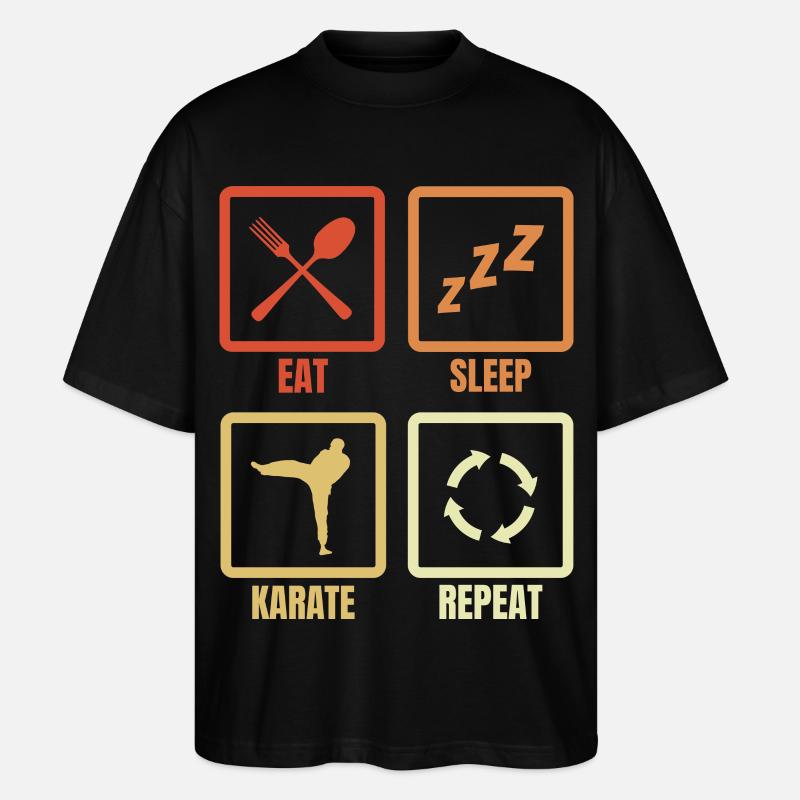 Manger Sommeil Karaté Répéter - T-shirt bio Blaster 2.0 coupe oversize Stanley/Stella Unisexe - noir