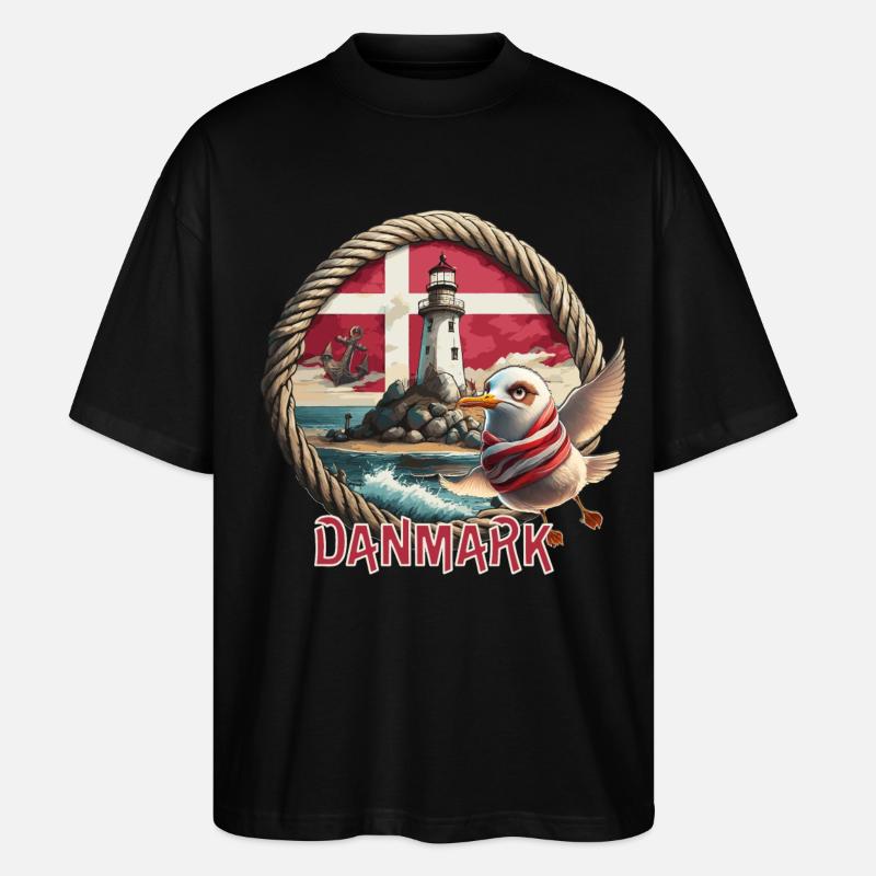 Danmark - Dänemark - Denmark - Stanley/Stella Oversized Unisex Bio T-Shirt Blaster 2.0 - Schwarz