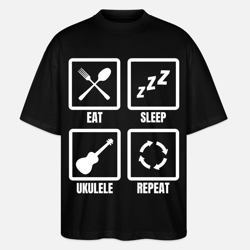 Eat Sleep Ukulélé Repeat - T-shirt bio Blaster 2.0 coupe oversize Stanley/Stella Unisexe - noir