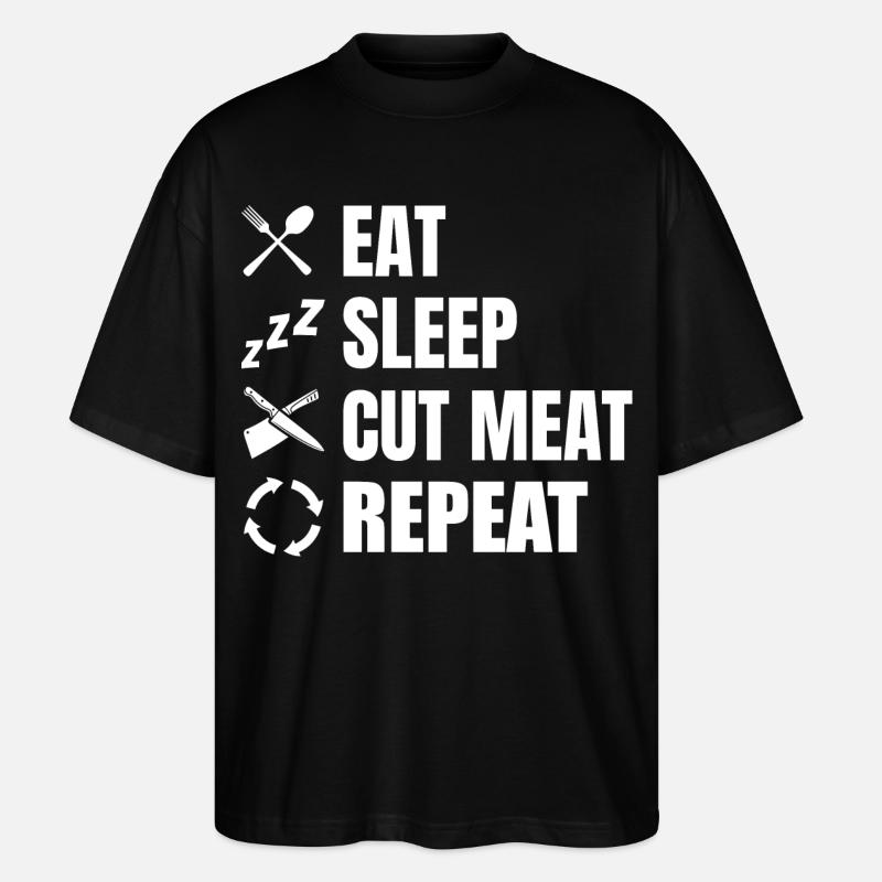 Manger, dormir, boucher, répéter - T-shirt bio Blaster 2.0 coupe oversize Stanley/Stella Unisexe - noir