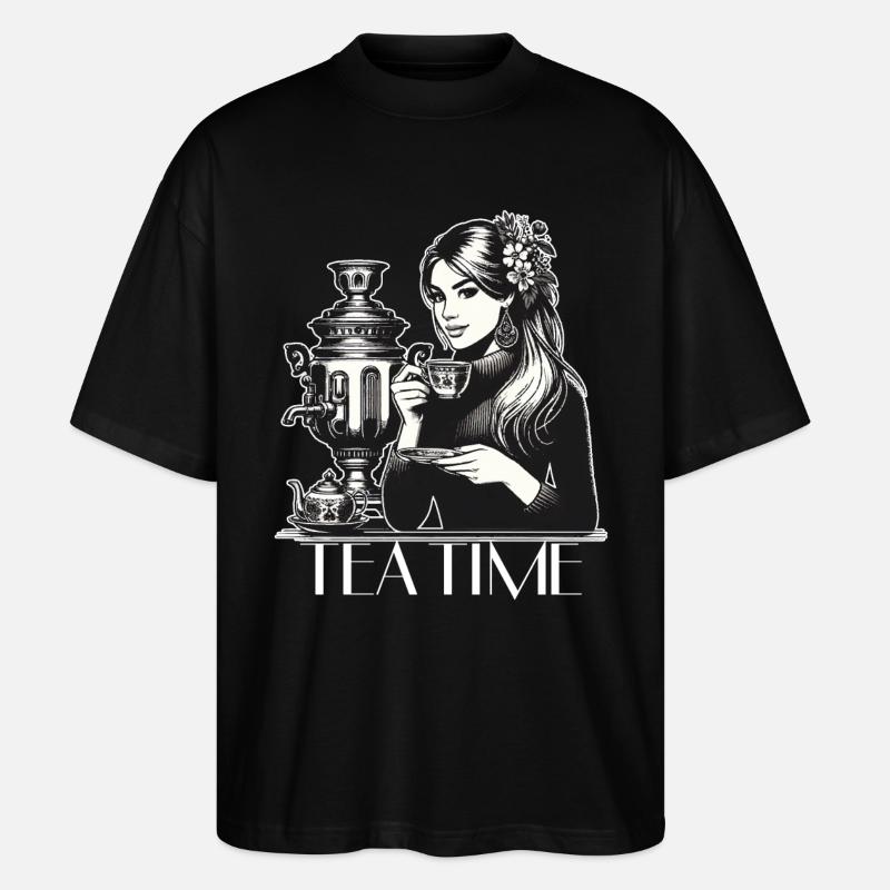 Samowar Teezeit Frau Geschenk - Stanley/Stella Oversized Unisex Bio T-Shirt Blaster 2.0 - Schwarz