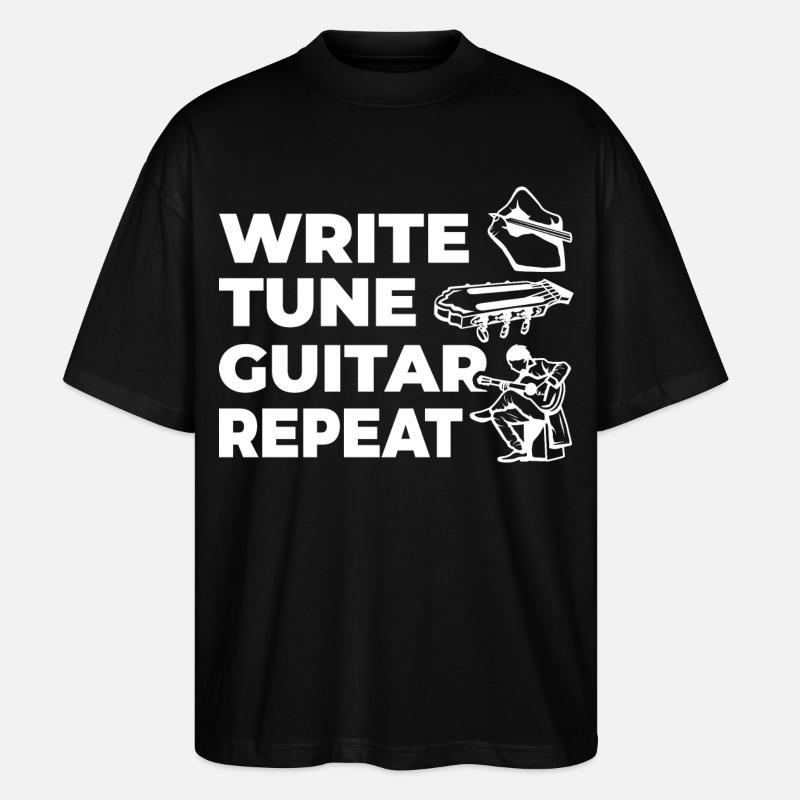 Write Tune Guitar Repeat - Stanley/Stella Oversized Unisex Bio T-Shirt Blaster 2.0 - Schwarz