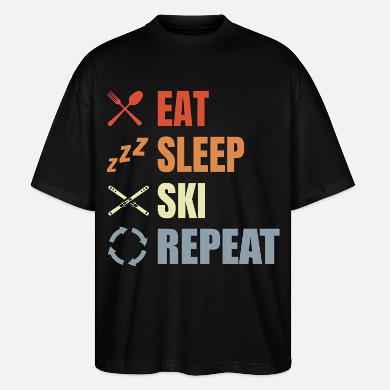 Manger Dormir Ski Répéter - T-shirt bio Blaster 2.0 coupe oversize Stanley/Stella Unisexe - noir