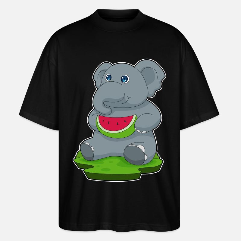 Pastèque éléphant - T-shirt bio Blaster 2.0 coupe oversize Stanley/Stella Unisexe - noir
