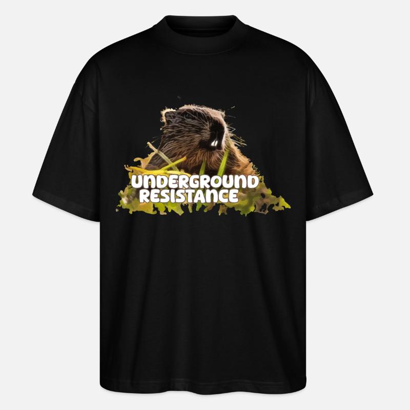 Murmeltier Underground Resistance 2024 - Stanley/Stella Oversized Unisex Bio T-Shirt Blaster 2.0 - Schwarz