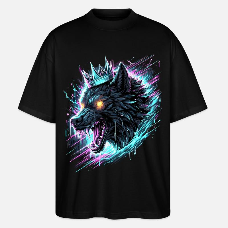 Royal Wolf Synthwave - T-shirt bio Blaster 2.0 coupe oversize Stanley/Stella Unisexe - noir