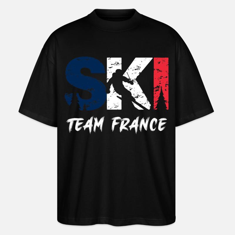 Ski Team Frankreich Emblem - Stanley/Stella Oversized Unisex Bio T-Shirt Blaster 2.0 - Schwarz