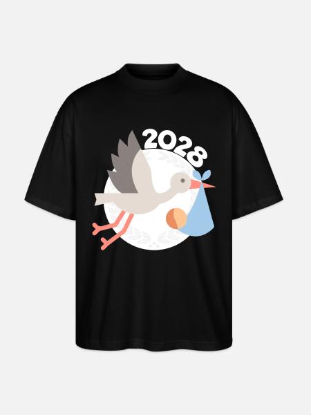 Cigogne avec bébé 2028 - T-shirt bio Blaster 2.0 coupe oversize Stanley/Stella Unisexe - noir