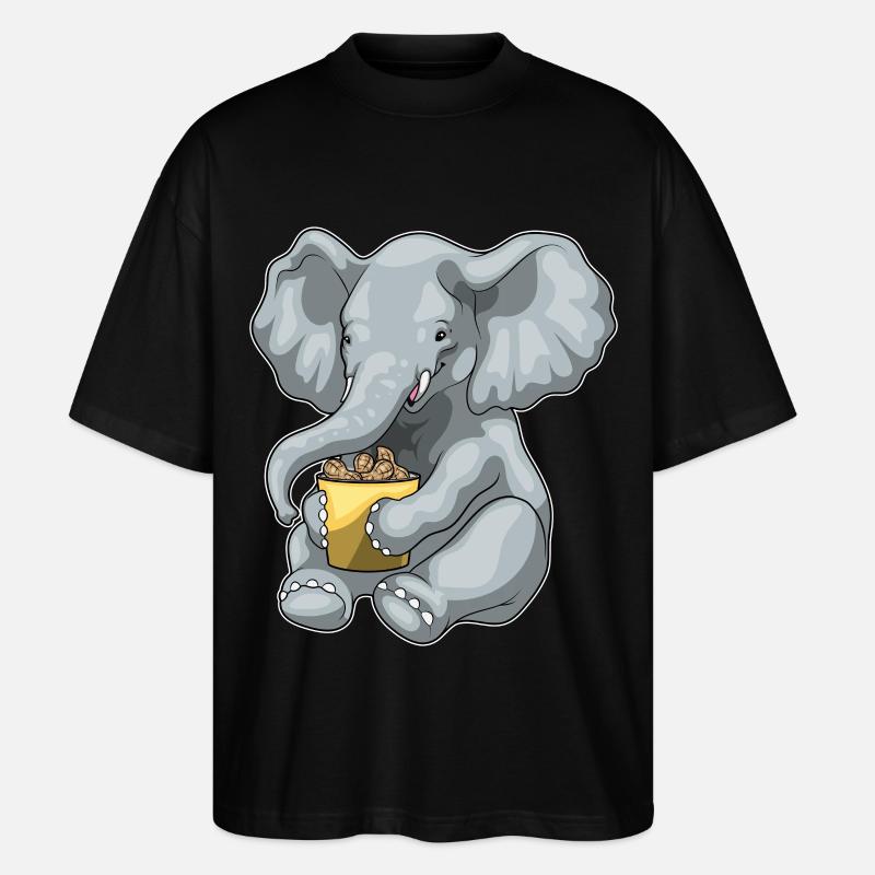 Elephant Peanuts - Stanley/Stella Oversized Unisex Organic T-shirt Blaster 2.0 - black