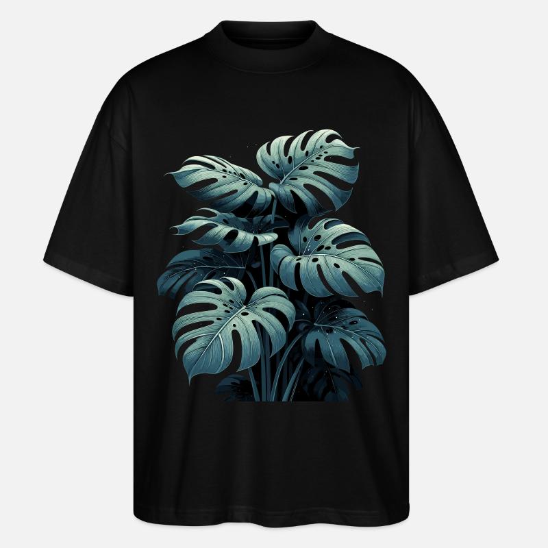 Monstera deliciosa Regenwald Geschenk - Stanley/Stella Oversized Unisex Bio T-Shirt Blaster 2.0 - Schwarz