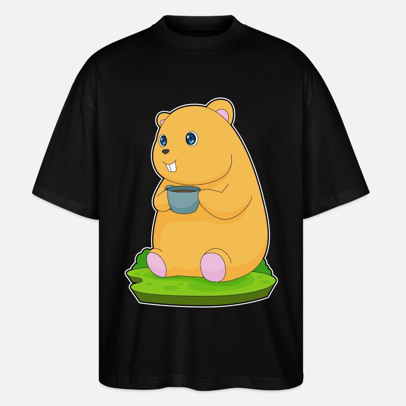 Tasse à café hamster - T-shirt bio Blaster 2.0 coupe oversize Stanley/Stella Unisexe - noir