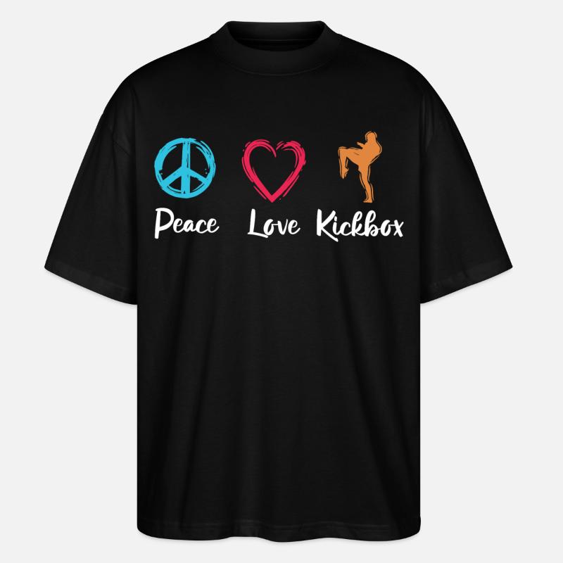 Frieden Liebe Kickbox - Stanley/Stella Oversized Unisex Bio T-Shirt Blaster 2.0 - Schwarz
