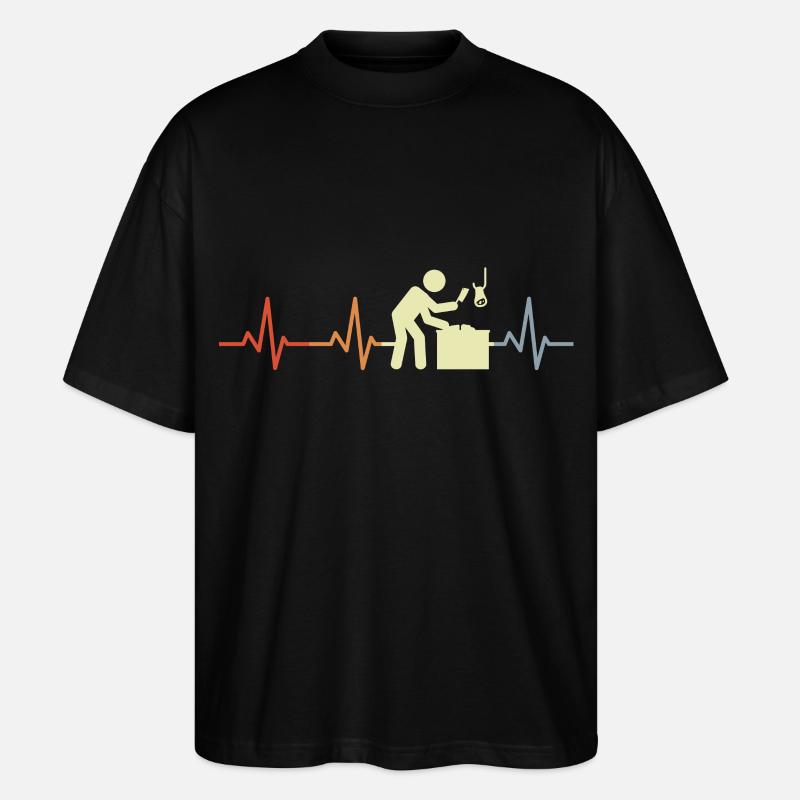 Fleischer Strichmännchen Herzschlag - Stanley/Stella Oversized Unisex Bio T-Shirt Blaster 2.0 - Schwarz