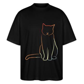 Chat au look vintage - T-shirt bio Blaster 2.0 coupe oversize Stanley/Stella Unisexe - noir - Devant - Alina (178cm) & Michal (187cm)