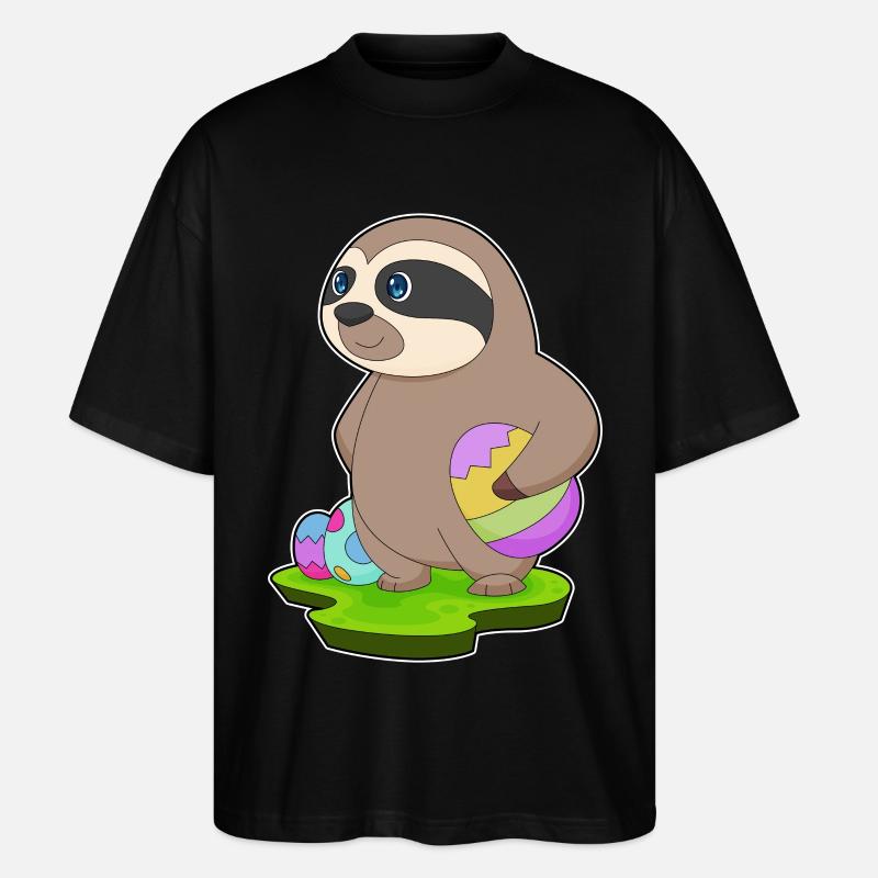 Faultier Ostern Ostereier - Stanley/Stella Oversized Unisex Bio T-Shirt Blaster 2.0 - Schwarz