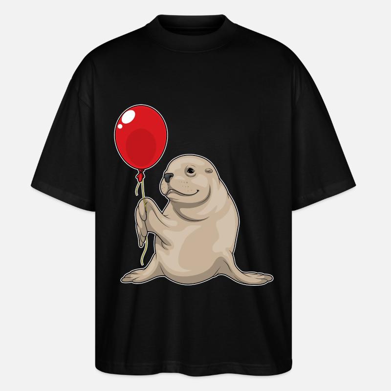 Seal Balloon - Stanley/Stella Oversized Unisex Organic T-shirt Blaster 2.0 - black