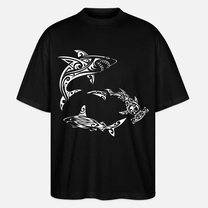 Requins polynésiens blancs - T-shirt bio Blaster 2.0 coupe oversize Stanley/Stella Unisexe - noir