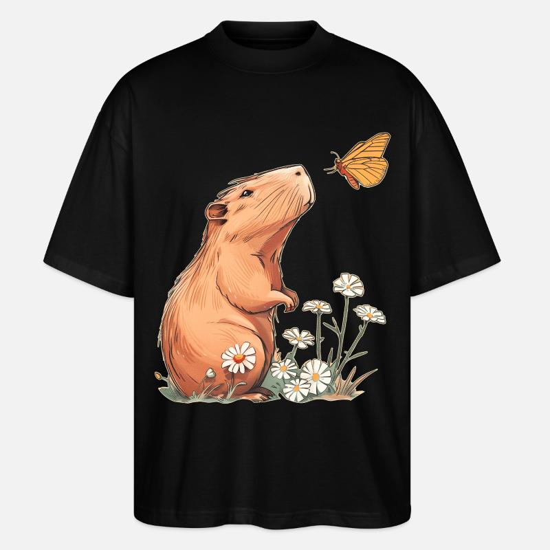 Papillon Capybara - T-shirt bio Blaster 2.0 coupe oversize Stanley/Stella Unisexe - noir