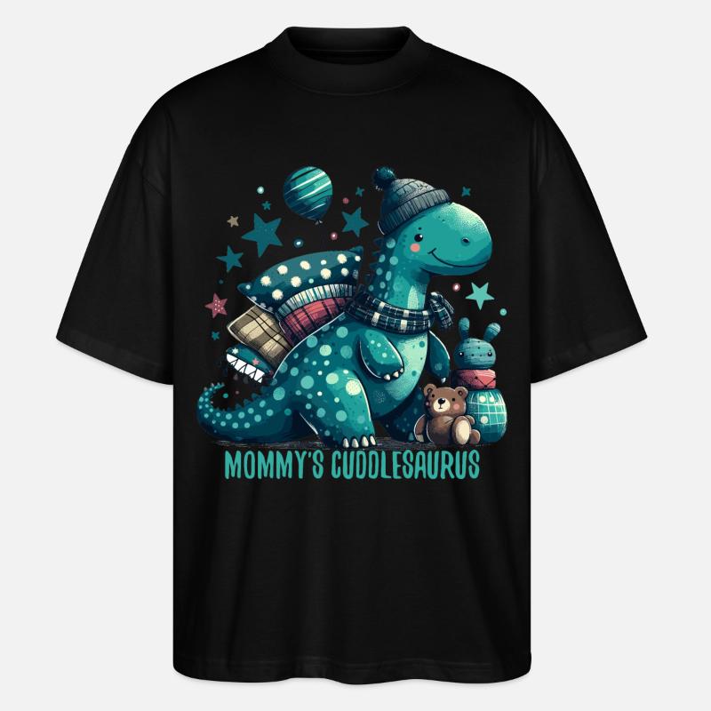 Mommy’s Cuddlesaurus Kuschel-Dinosaurier Geschenk - Stanley/Stella Oversized Unisex Bio T-Shirt Blaster 2.0 - Schwarz