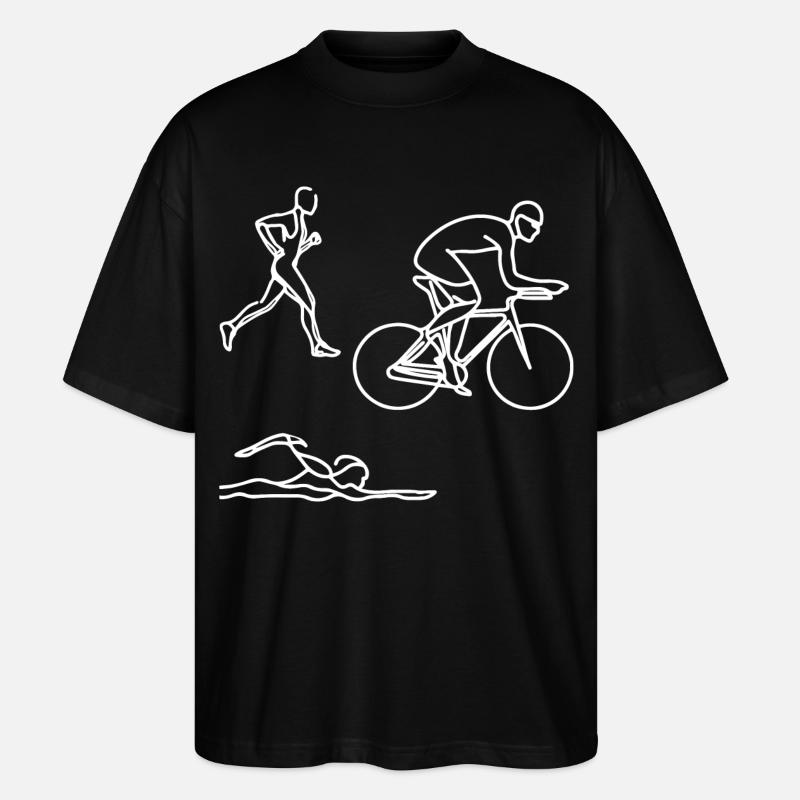 Triathlon Zeichnung - Stanley/Stella Oversized Unisex Bio T-Shirt Blaster 2.0 - Schwarz