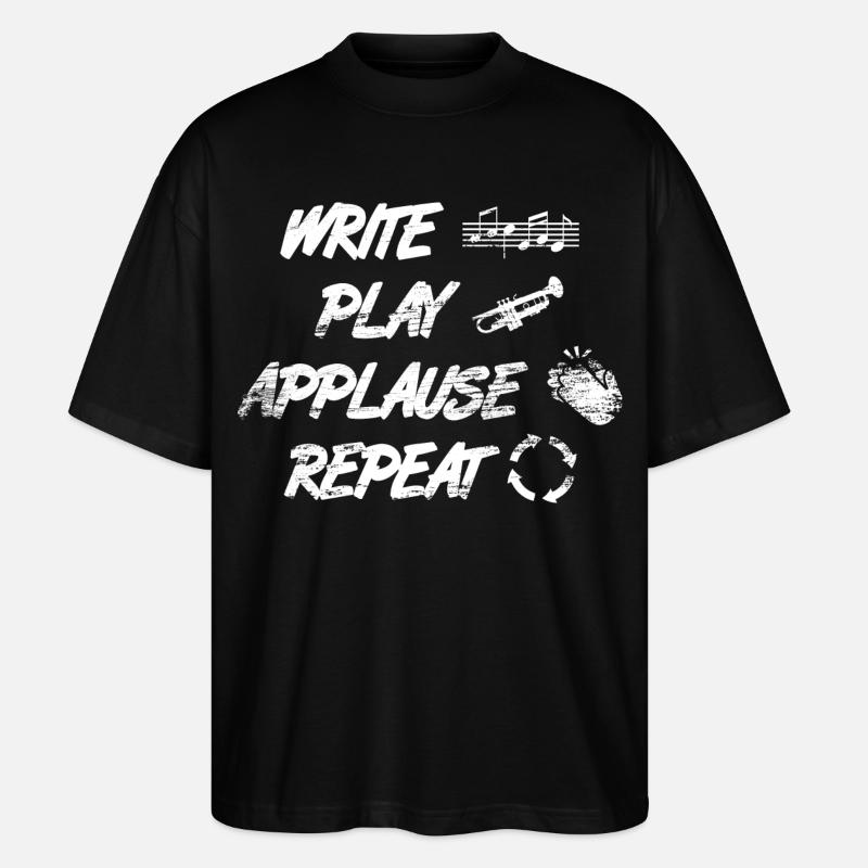 writing, playing, applause, repeating - Stanley/Stella Oversized Unisex Organic T-shirt Blaster 2.0 - black