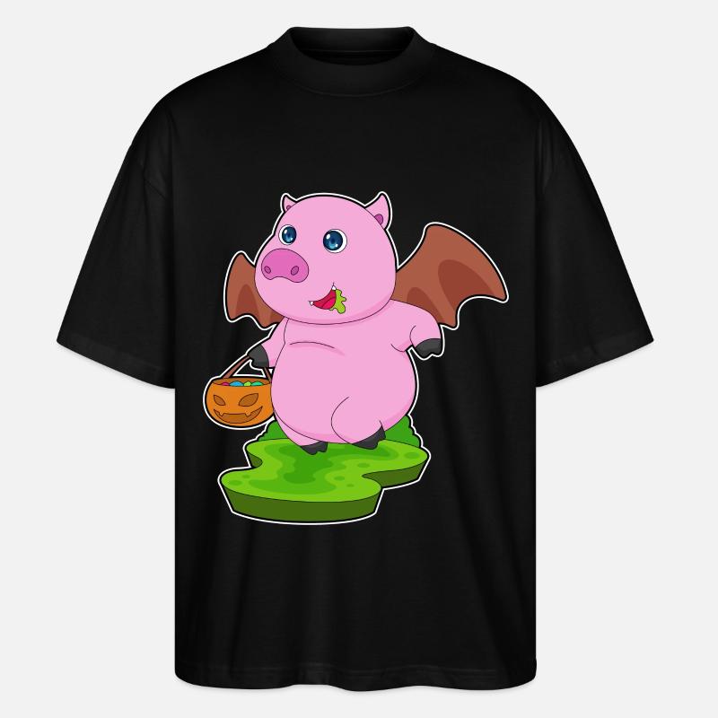 Cochon Halloween Bat - T-shirt bio Blaster 2.0 coupe oversize Stanley/Stella Unisexe - noir