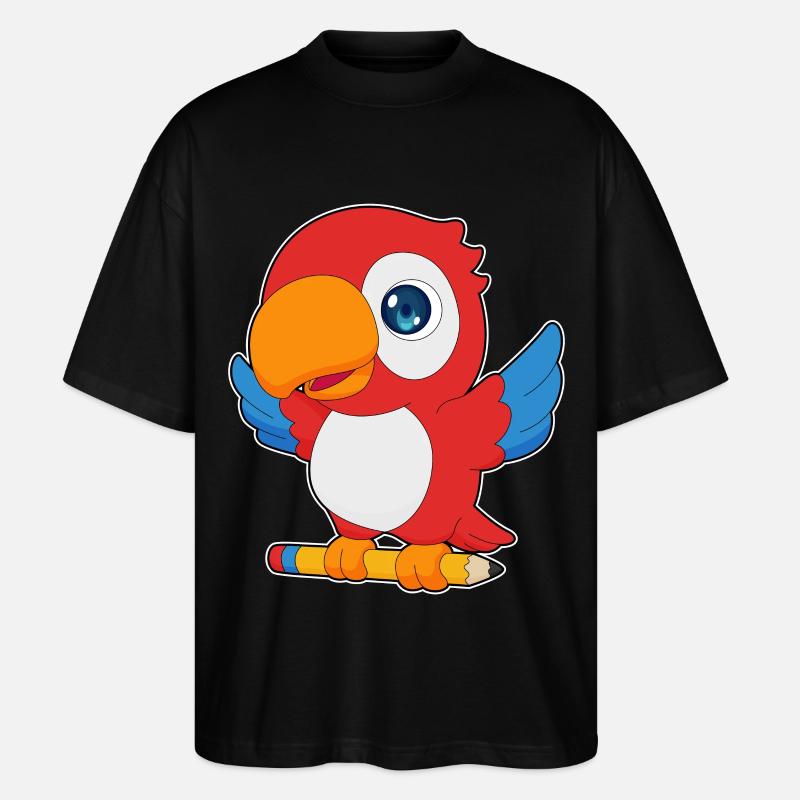 Papagei Schüler Bleistift Schule - Stanley/Stella Oversized Unisex Bio T-Shirt Blaster 2.0 - Schwarz