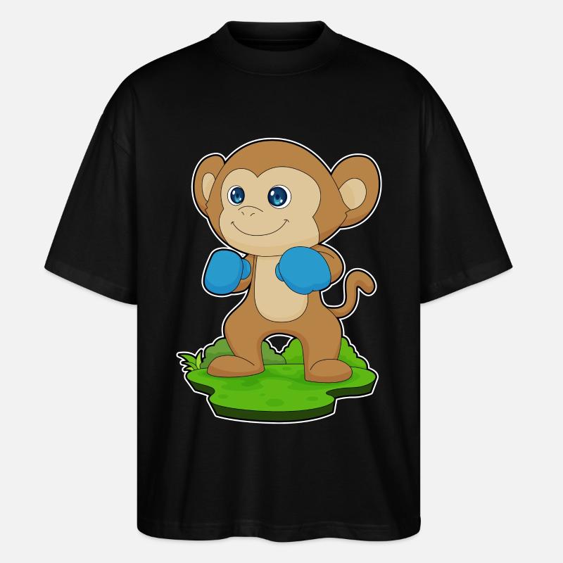 Affe Boxer Boxhandschuhe Boxen - Stanley/Stella Oversized Unisex Bio T-Shirt Blaster 2.0 - Schwarz