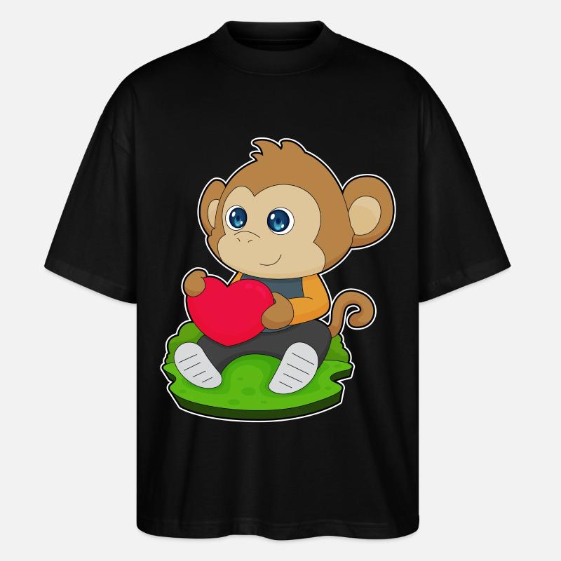 Affe Herz - Stanley/Stella Oversized Unisex Bio T-Shirt Blaster 2.0 - Schwarz
