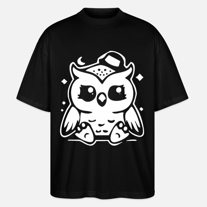 Niedliche Eulenfigur mit Hut - Stanley/Stella Oversized Unisex Bio T-Shirt Blaster 2.0 - Schwarz