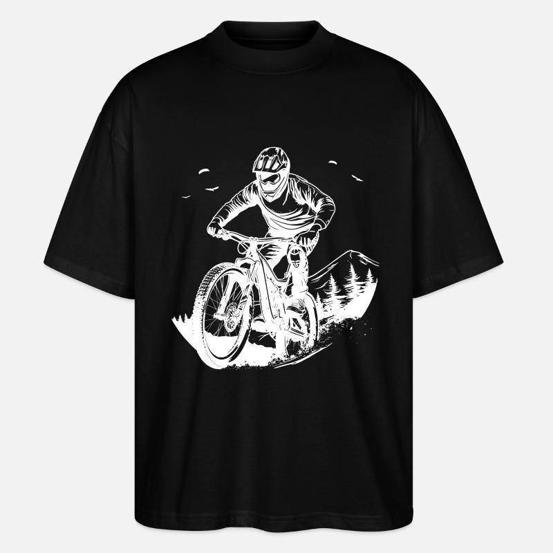 Mountainbiking Skizze - Stanley/Stella Oversized Unisex Bio T-Shirt Blaster 2.0 - Schwarz