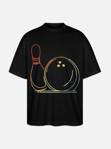 Bowling Ball and Pin Sketch - Stanley/Stella Oversized Unisex Organic T-shirt Blaster 2.0 - black
