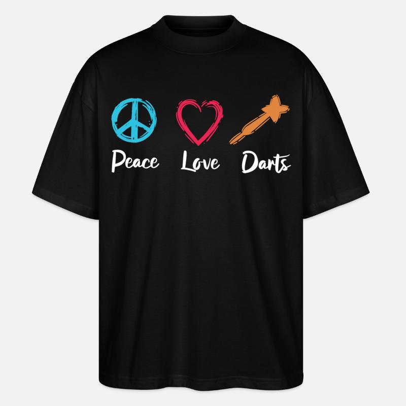Frieden Liebe Darts - Stanley/Stella Oversized Unisex Bio T-Shirt Blaster 2.0 - Schwarz