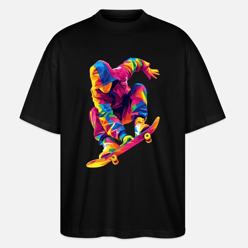 Mann, der Schlittschuh läuft - Stanley/Stella Oversized Unisex Bio T-Shirt Blaster 2.0 - Schwarz