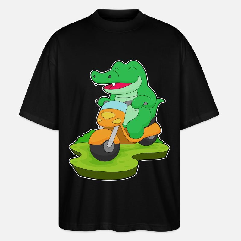 Krokodil Motorroller - Stanley/Stella Oversized Unisex Bio T-Shirt Blaster 2.0 - Schwarz
