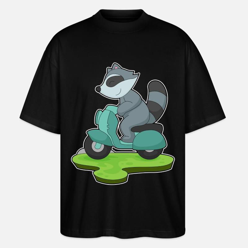 Waschbär Motorroller - Stanley/Stella Oversized Unisex Bio T-Shirt Blaster 2.0 - Schwarz