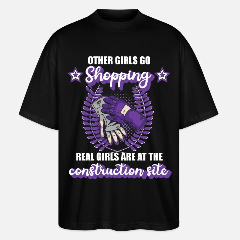 Bauarbeiterin Dachdeckerin Site Mädchen Geschenk - Stanley/Stella Oversized Unisex Bio T-Shirt Blaster 2.0 - Schwarz