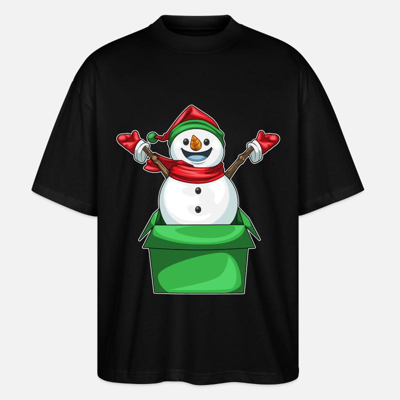 Schneemann Weihnachten Karton - Stanley/Stella Oversized Unisex Bio T-Shirt Blaster 2.0 - Schwarz