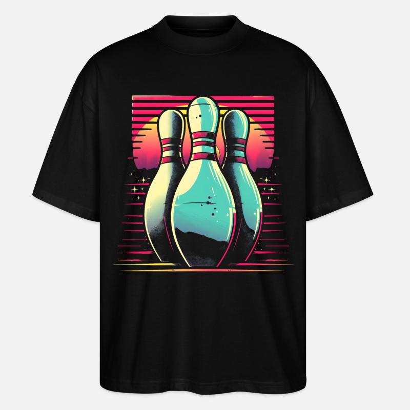 Bowling Synthwave - Stanley/Stella Oversized Unisex Bio T-Shirt Blaster 2.0 - Schwarz