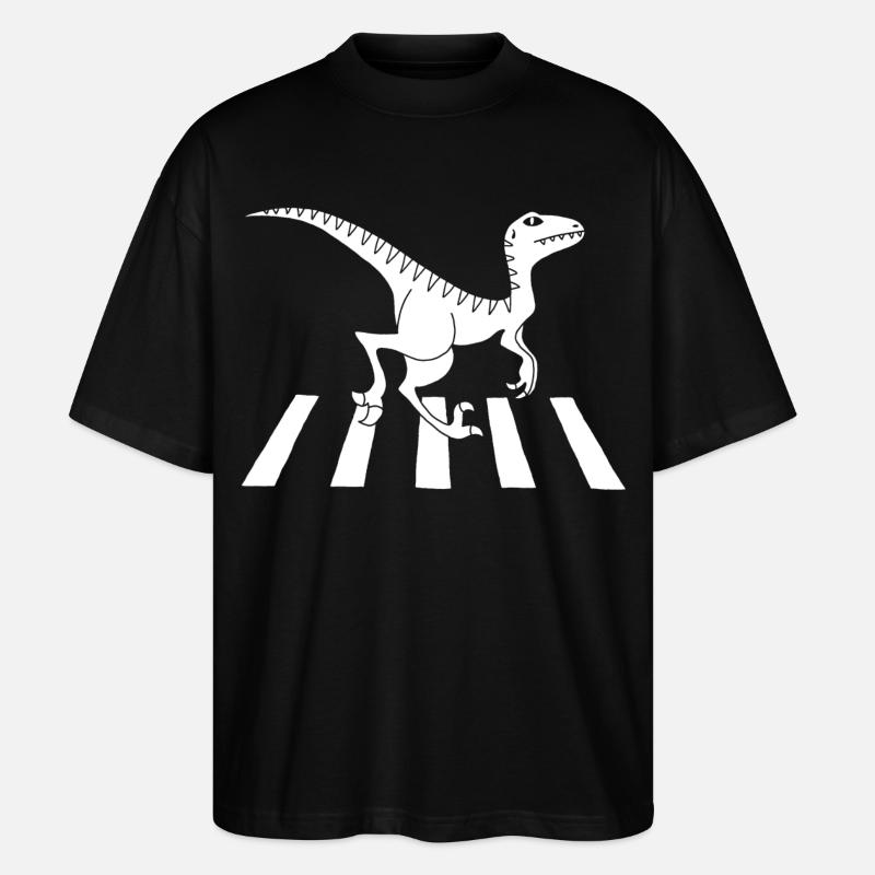Fußgänger-Dinosaurier (Weiß) - Stanley/Stella Oversized Unisex Bio T-Shirt Blaster 2.0 - Schwarz